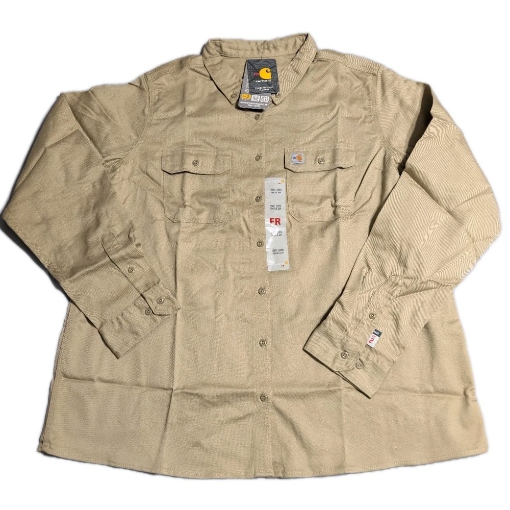 Carhartt FR Rugged Flex Twill Work Shirt Womens 2XL NWT CAT 2‎ NFPA 2112